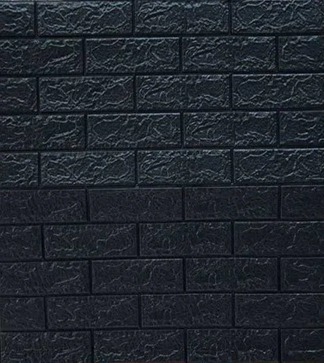دیوارپوش فومی پشت چسبدار اندازه 70*77 طرح آجر مشکی کد 127